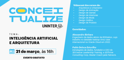 PODCast CONCEITUALIZE UNINTER – Conectando Pontes Entre a Inteligência Artificial e a Arquitetura: Uma Conversa Imperdível – 21 de março 16h